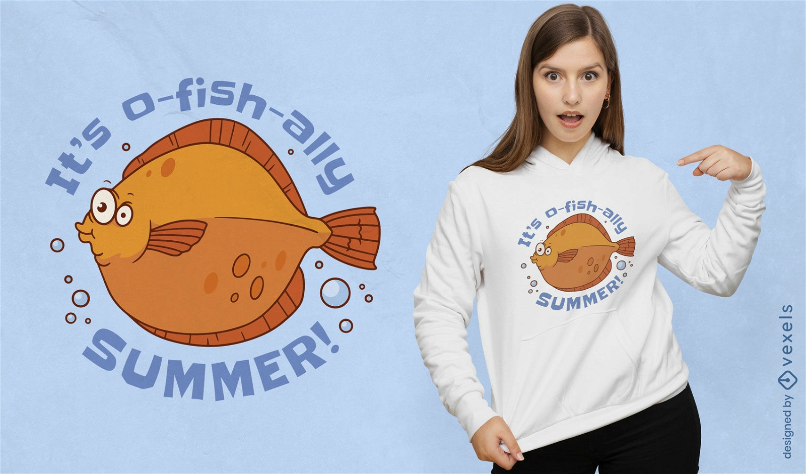 Diseño de camiseta de juego de palabras de pescado de verano.