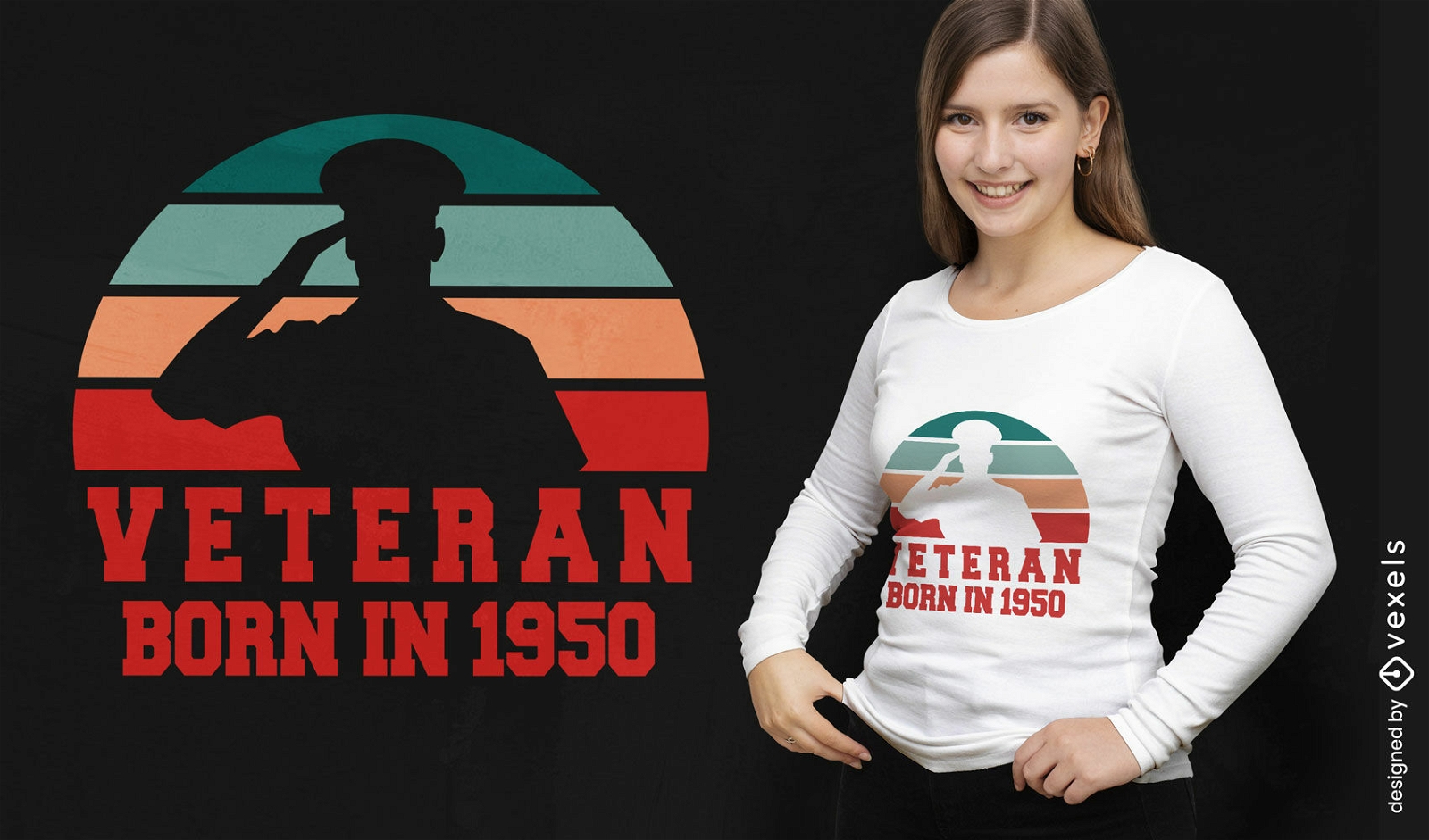 Veteran retro sunset cut out t-shirt design