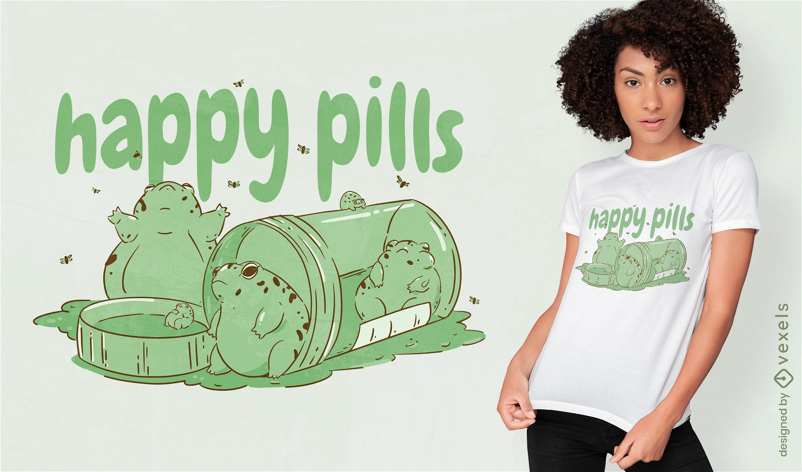 Frog animals in pill bottles t-shirt design