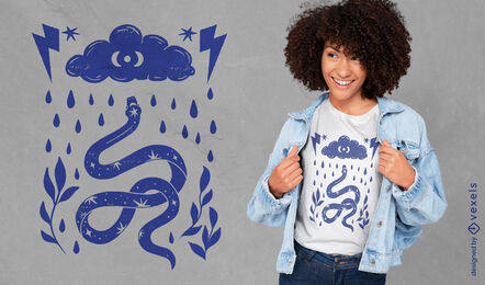 Esoterisches Schlangenwolken-T-Shirt-Design
