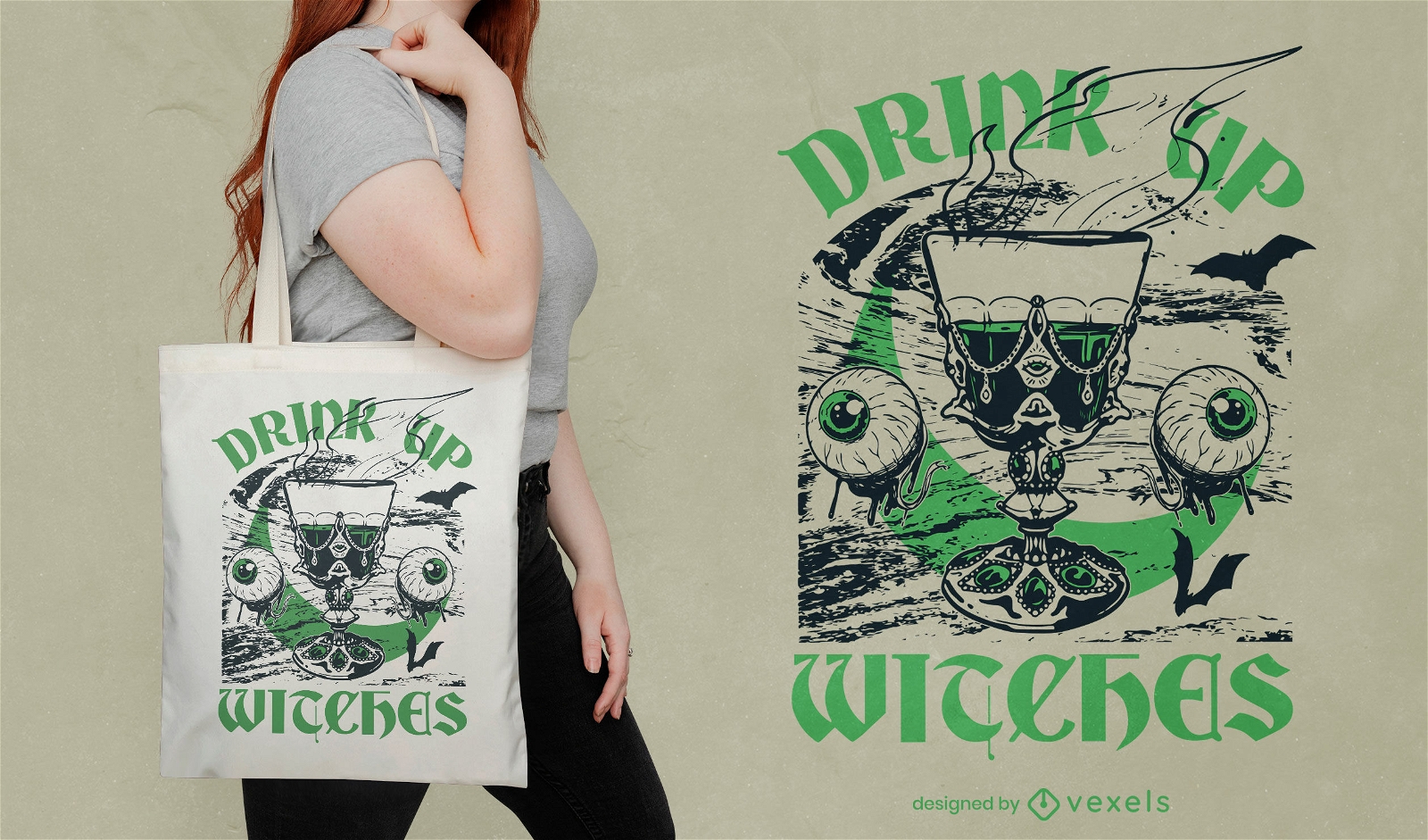 Witch green potion tote bag design