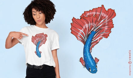 Betta-Fisch-Tierschwimm-T-Shirt-Design