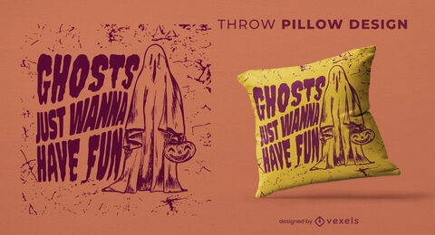 Design de almofada divertida com citação de fantasma