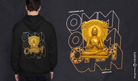 Design de camiseta psd dourado de meditação