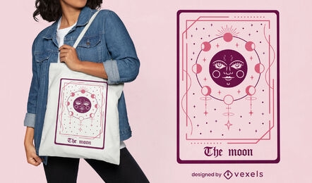 The moon tarot card tote bag design