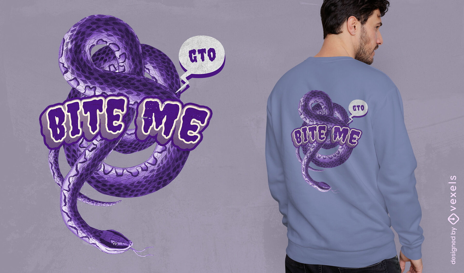 Bite me snake quote PSD t-shirt design