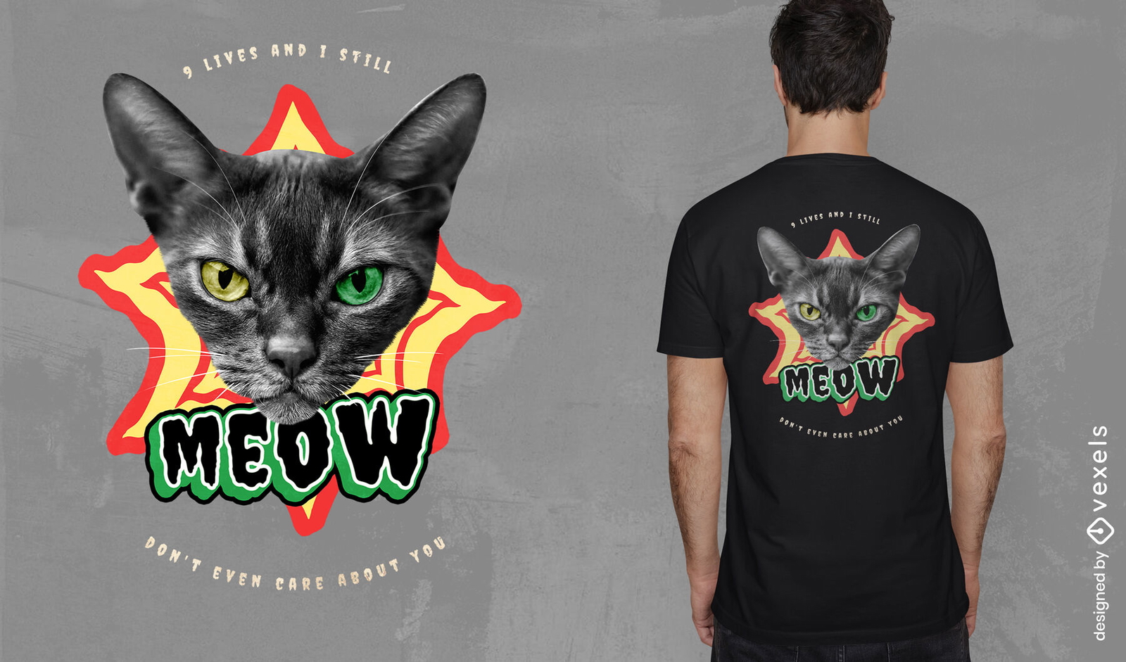 Camiseta fotográfica animal gato enojado psd