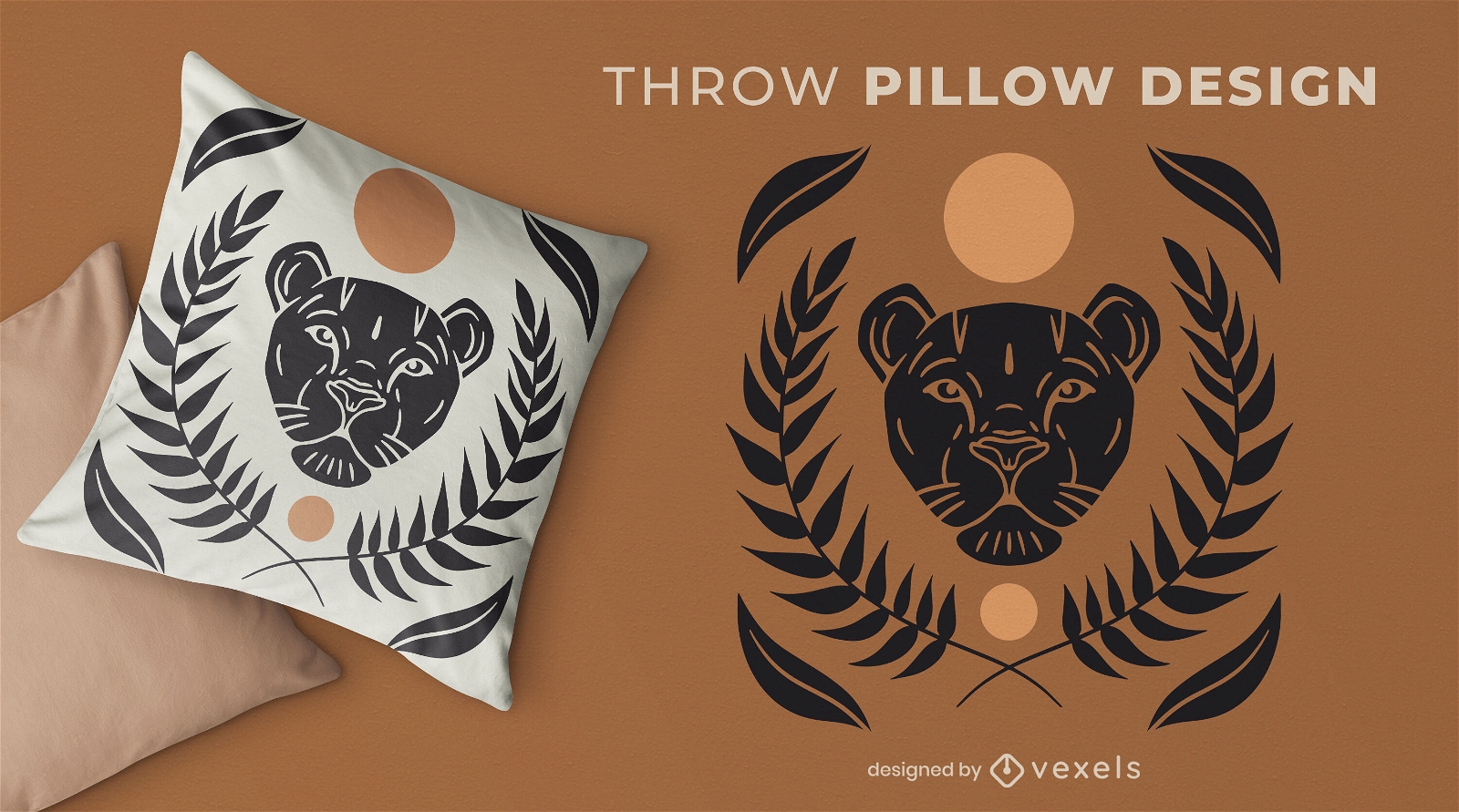 Jungle lioness throw pillow design