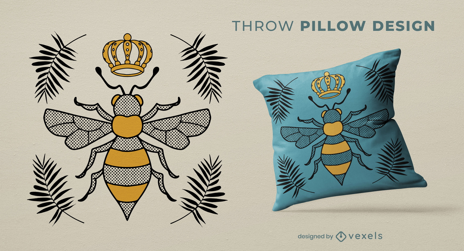 Diseño de almohada de tiro de abeja reina