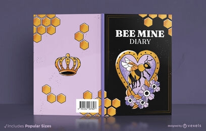 Diseño de portada de libro de animales de abeja reina
