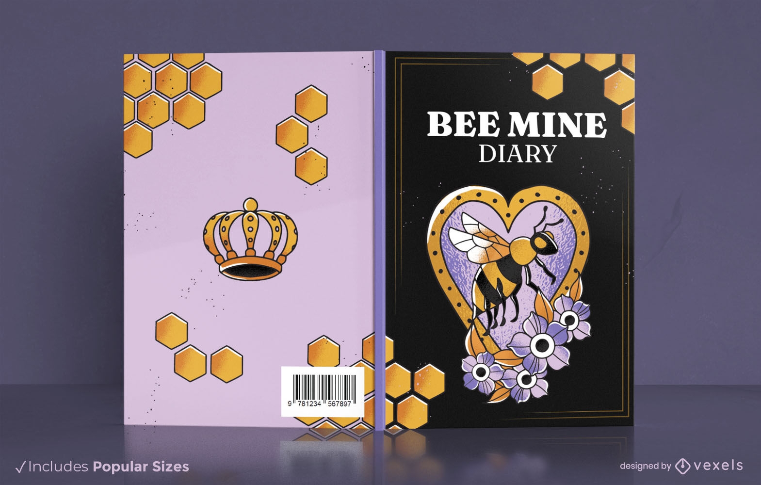 Design de capa de livro de animais de abelha rainha