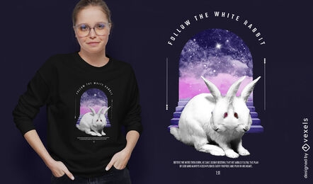 Two head white rabbit t-shirt design