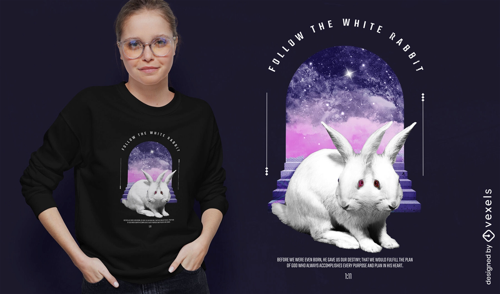 T-Shirt-Design mit zwei wei?en Kaninchen