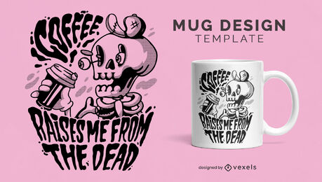 Skeleton drinking coffee mug template