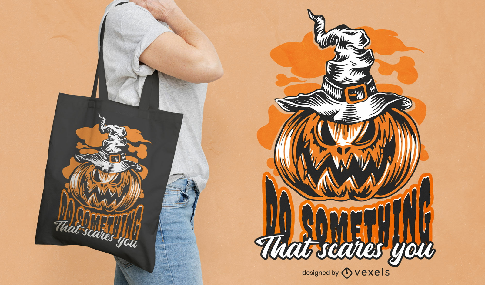 Halloween jack o lantern tote bag design