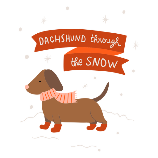 Dachshund a través de la nieve - cita con letras de juegos de palabras Diseño PNG