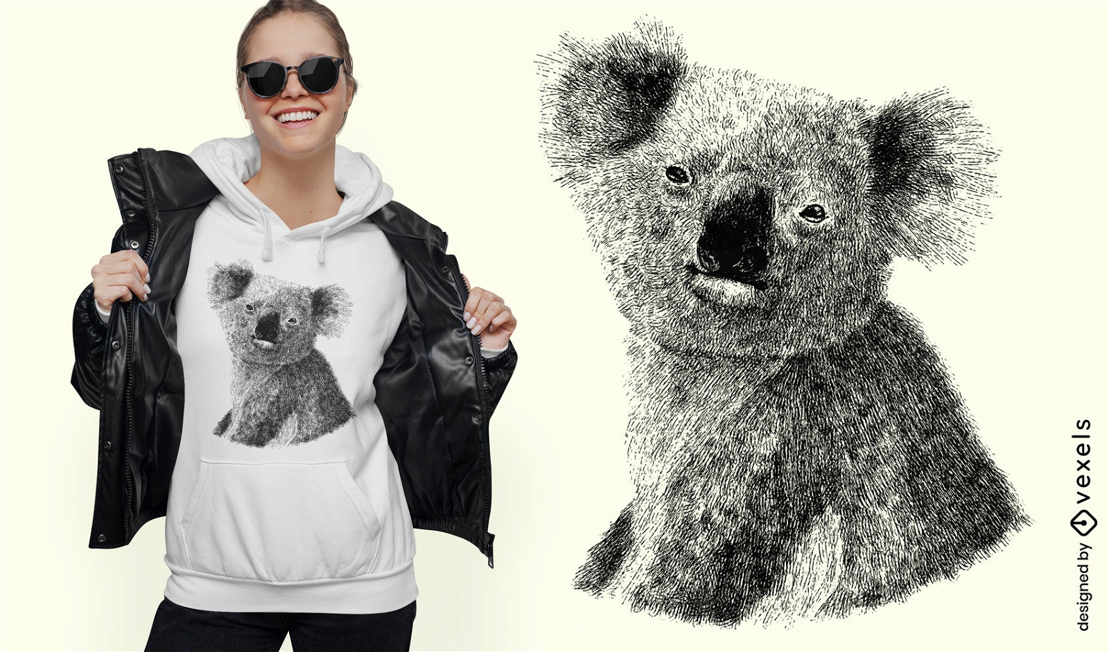 Diseño de camiseta de koala dibujado a mano