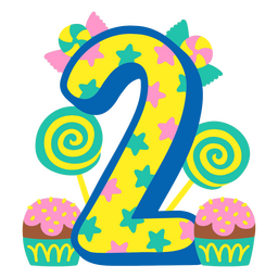 Número dois doces de aniversário Desenho PNG