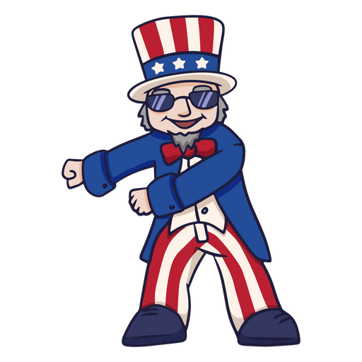 Uncle Sam dancing funny cartoon PNG Design