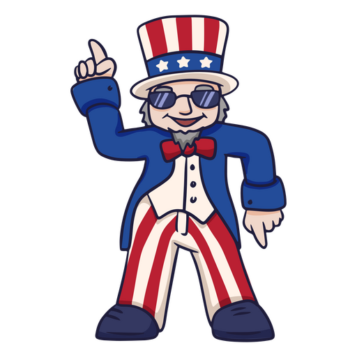 Uncle Sam Independece day funny cartoon PNG Design