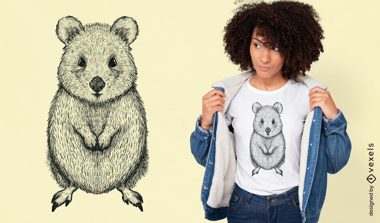 Diseño de camiseta de animal australiano Quokka.