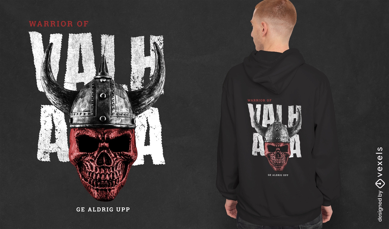 Design de camiseta de caveira de guerreiro Valhalla