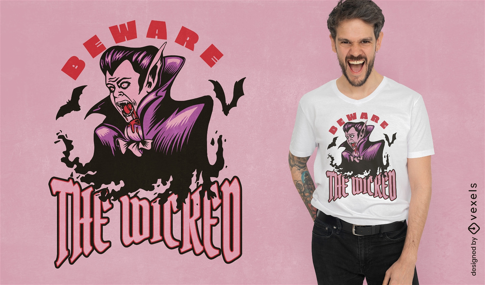 Wicked Halloween vampire t-shirt design