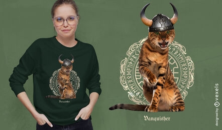 Design de camiseta psd de gato viking