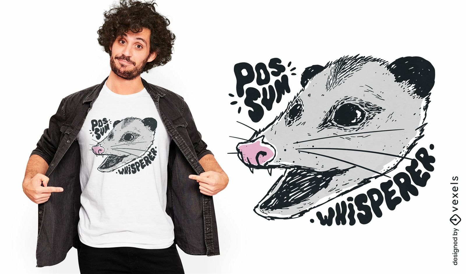Opossum-Fl?sterer-Zitat-T-Shirt-Design