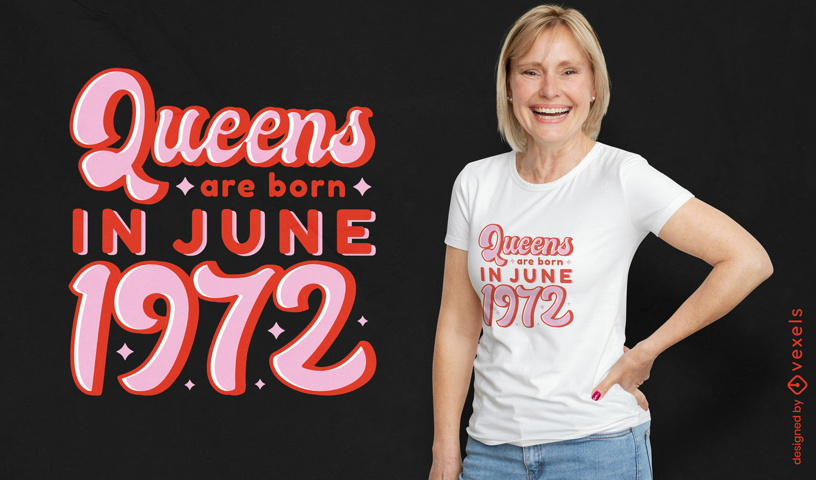 Diseño de camiseta de cita de junio de reina de cumpleaños