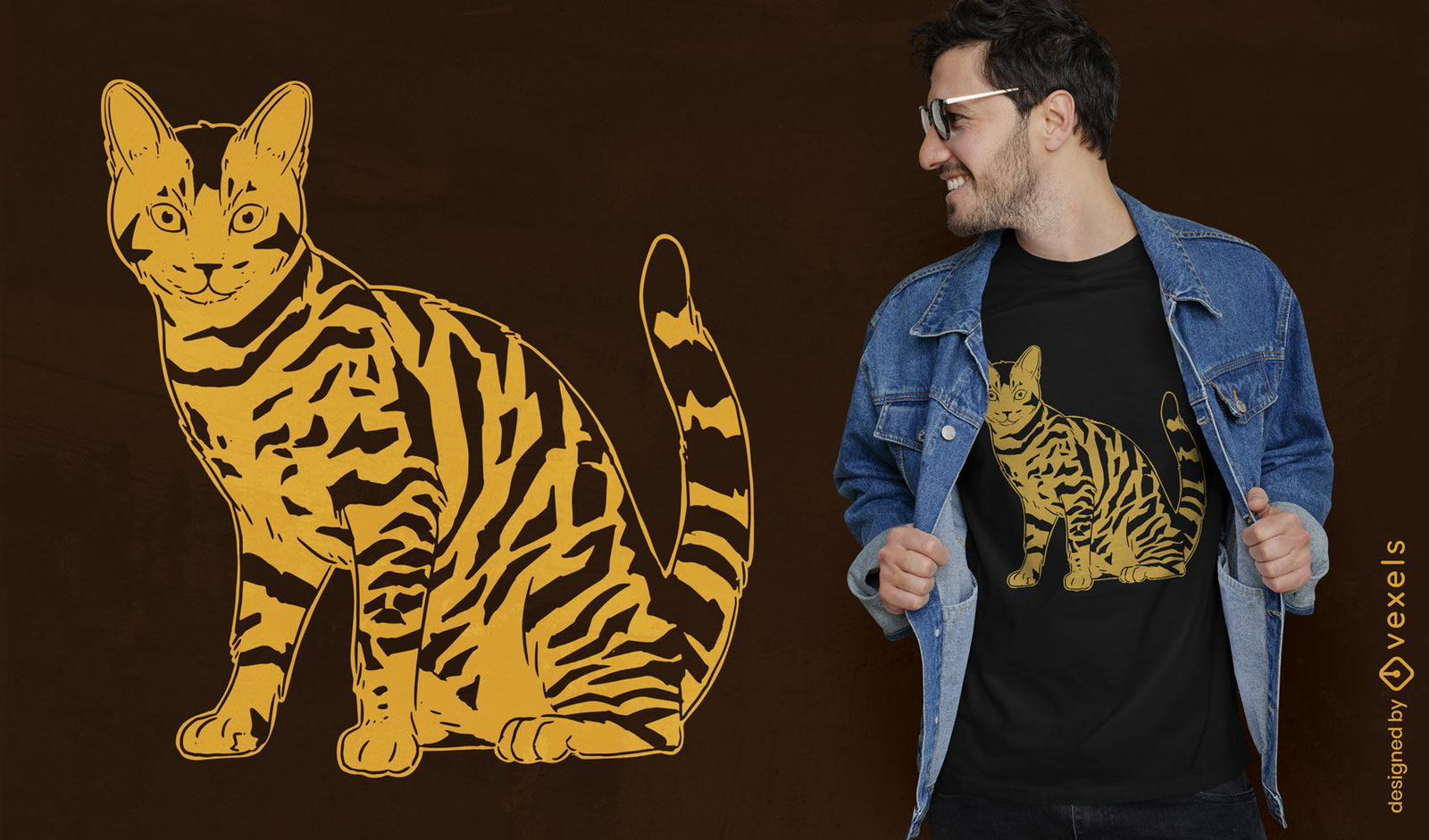 Diseño de camiseta de animal gato de bengala