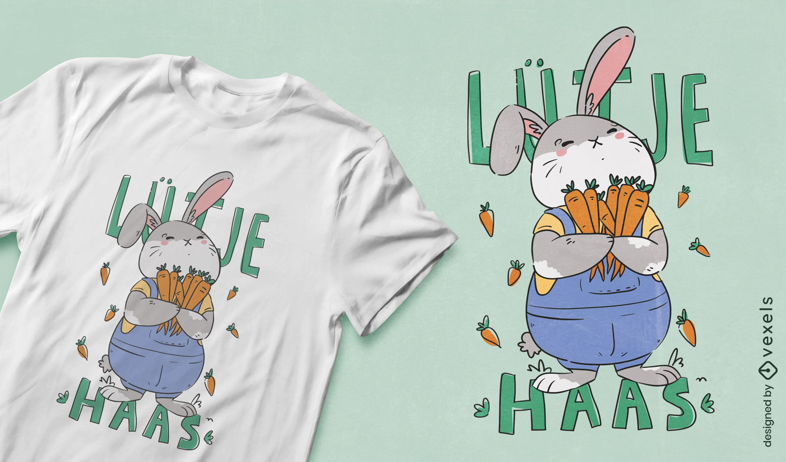 Cute bunny animal with carrots t-shirt design