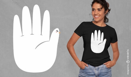 Mão com design de camiseta de pássaro pomba