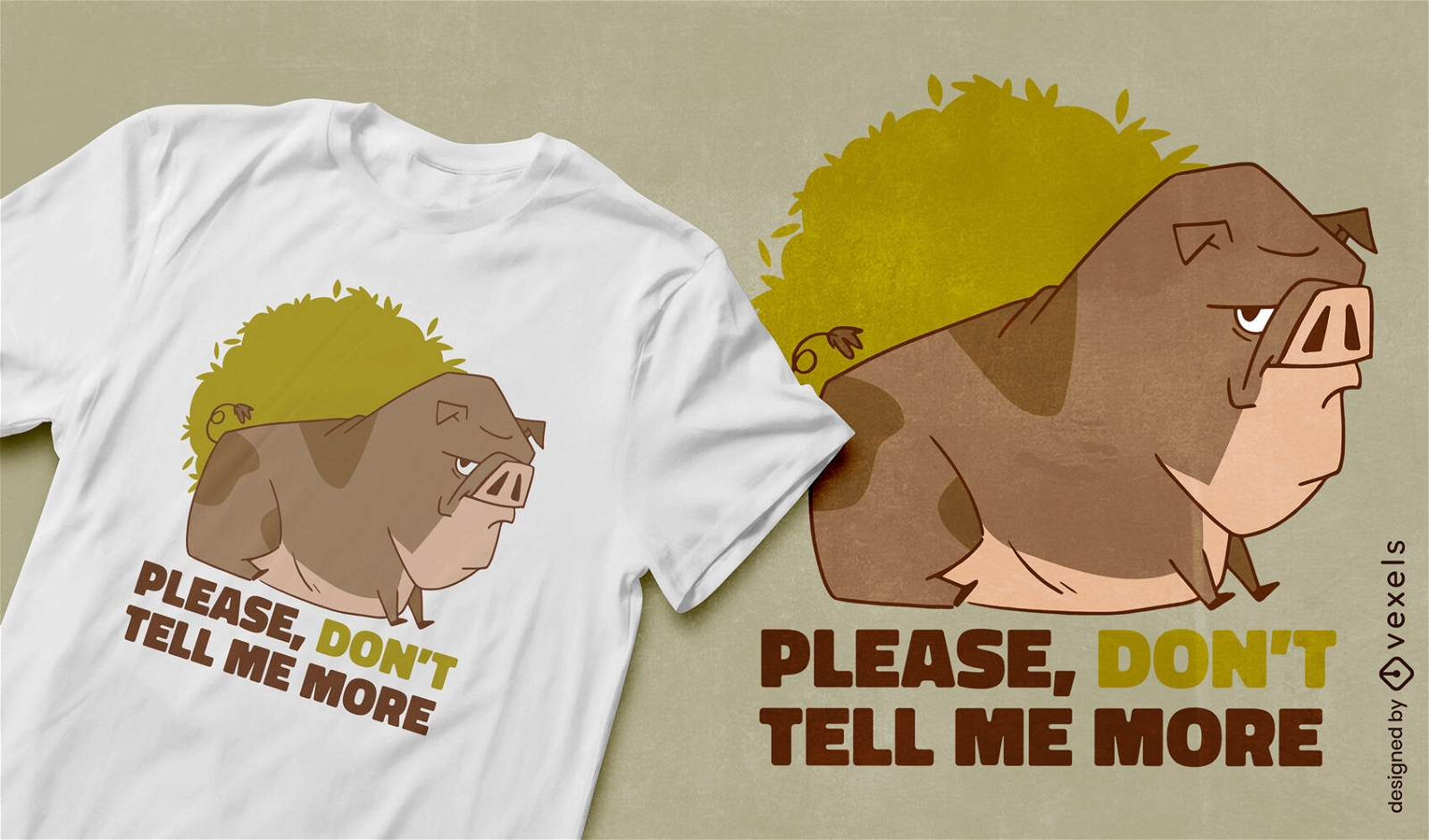 Design de t-shirt de citação de desenho animado de porco engraçado