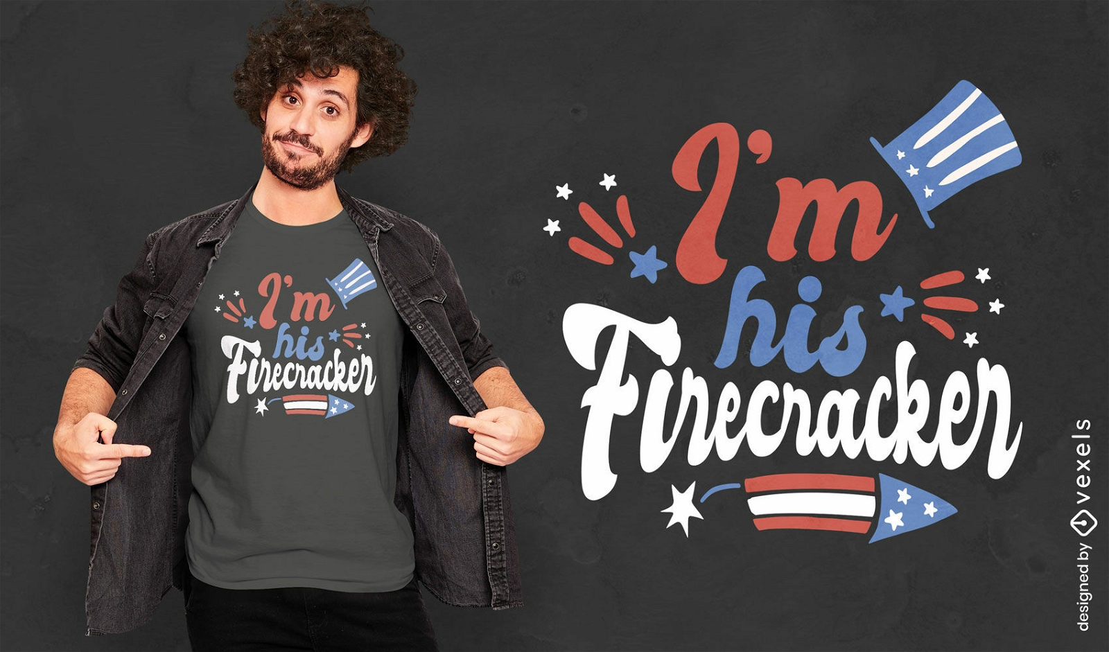 His firecracker holiday quote t-shirt design