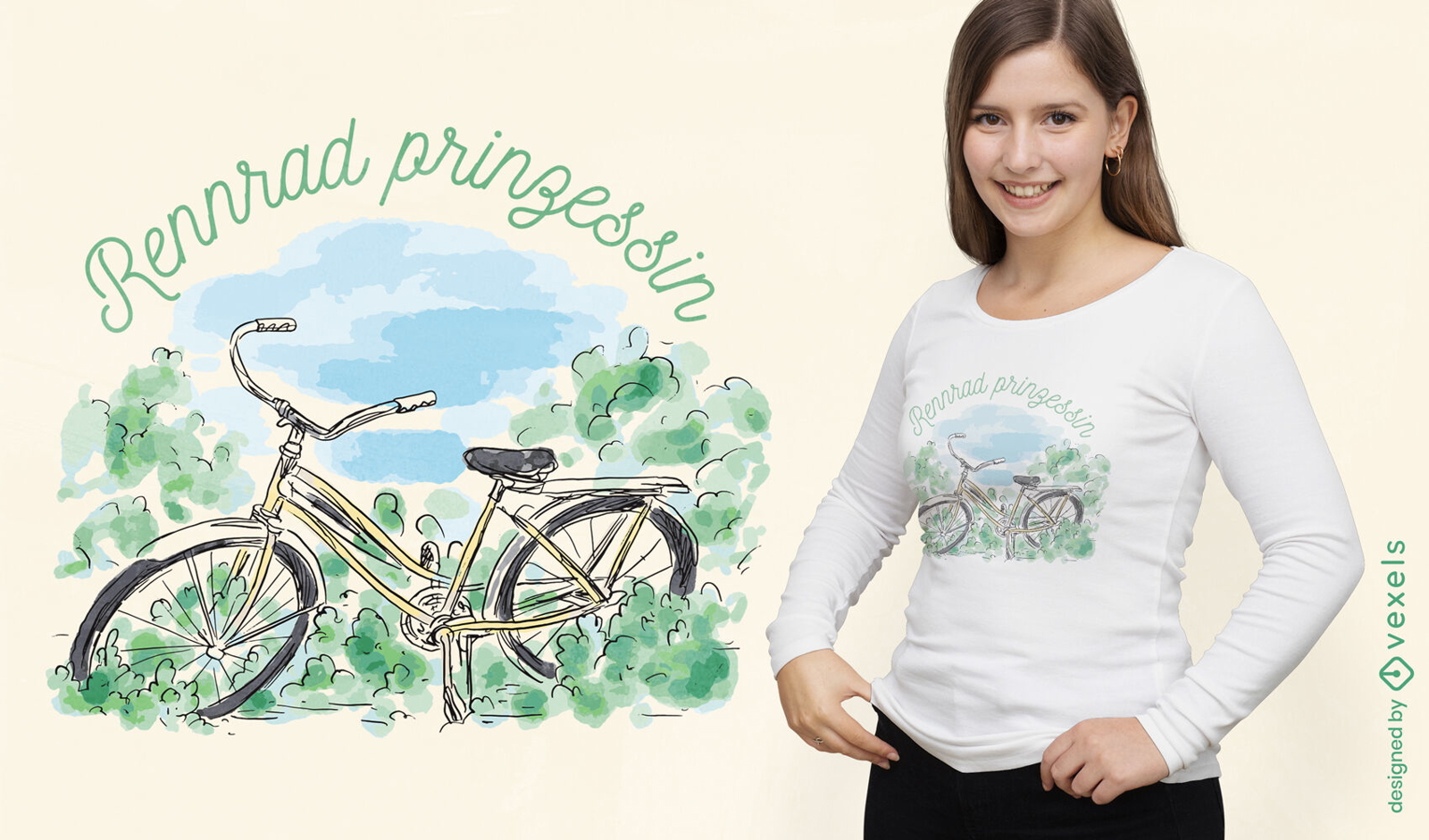 Fahrrad im Aquarell-T-Shirt-Design