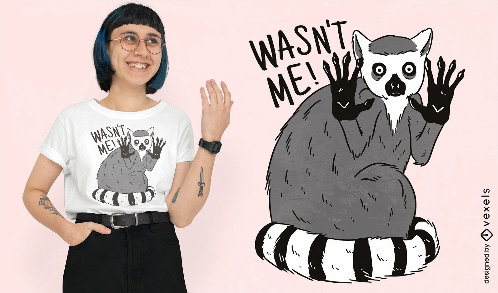 Wasn't me lemur t-shirt design