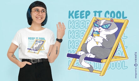 Sorvete de gato e design de t-shirt de óculos de sol