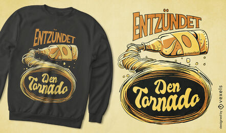 Design de camiseta tornado de garrafa de bebida de cerveja