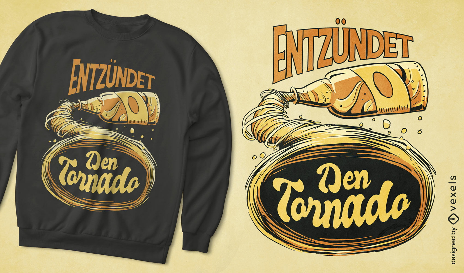 Biergetränkflasche Tornado T-Shirt Design