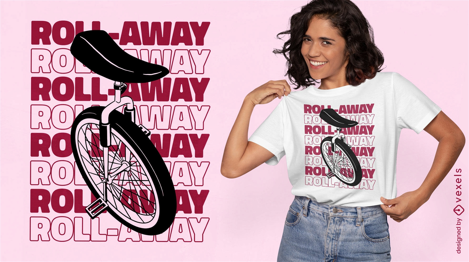Roll away design de camiseta de monociclo