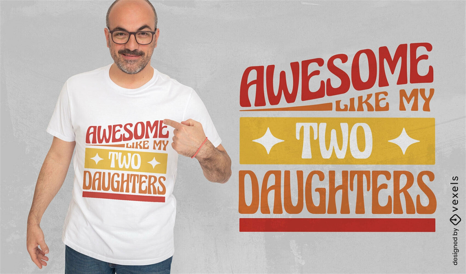 Pai, filhas incríveis, citam design de camiseta