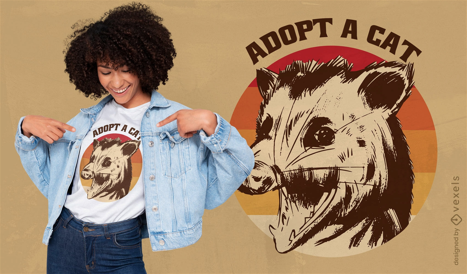Nehmen Sie ein Katzen-Opossum-T-Shirt-Design an