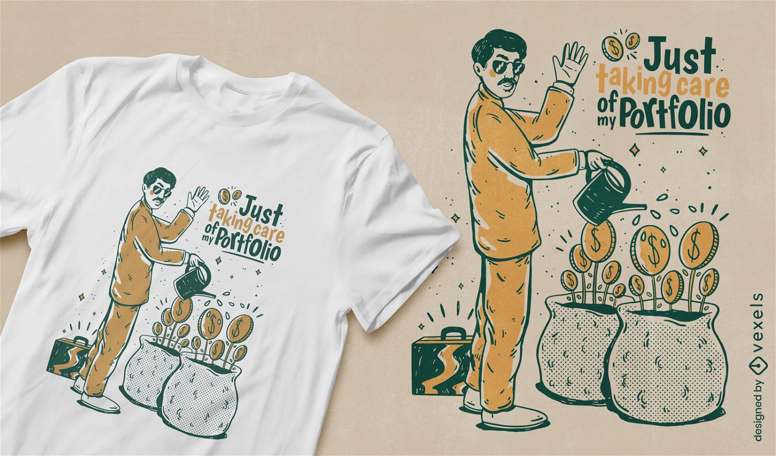 Design de camiseta de jardinagem de dinheiro