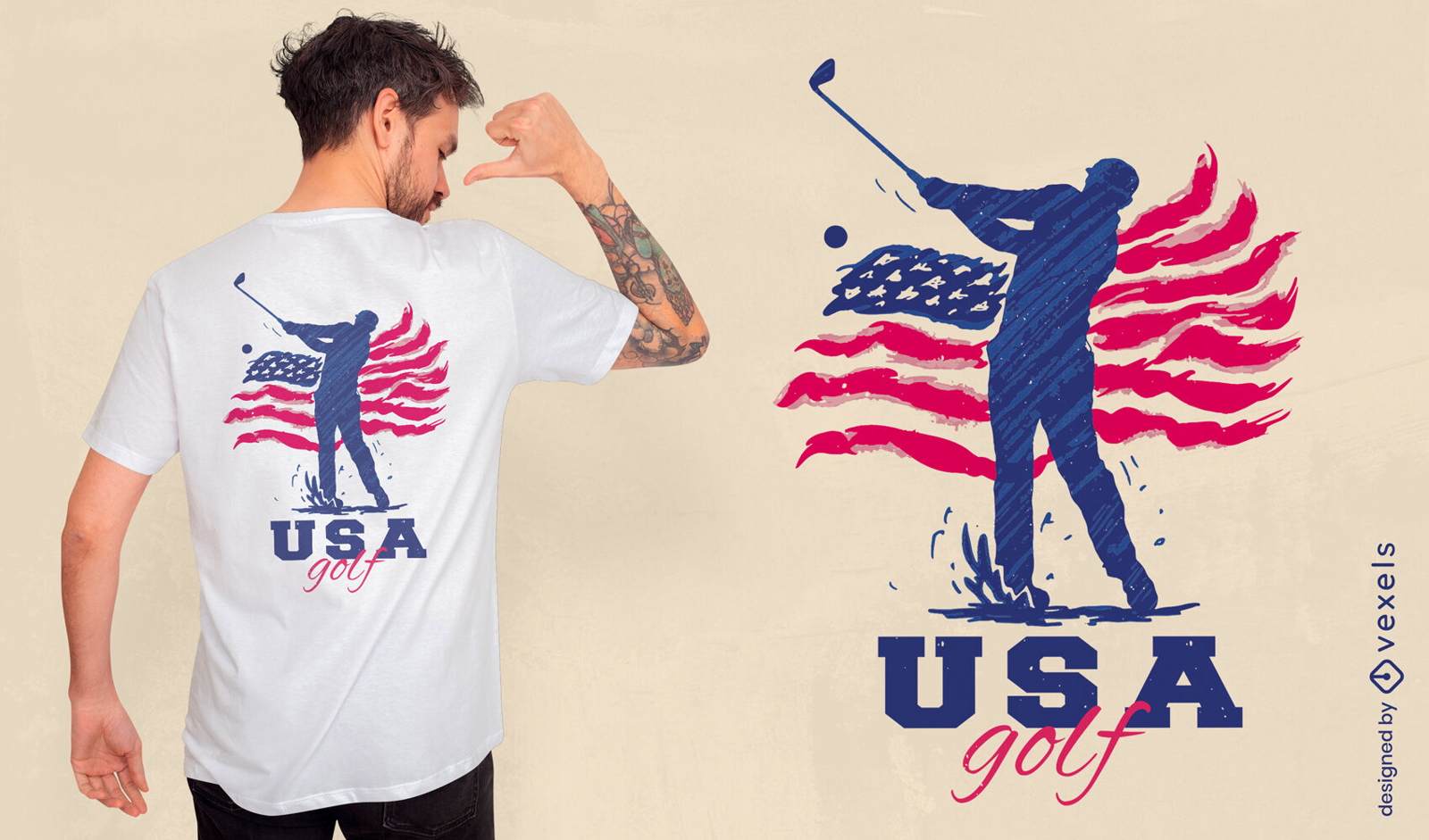 Design de camiseta de golfe americano dos EUA