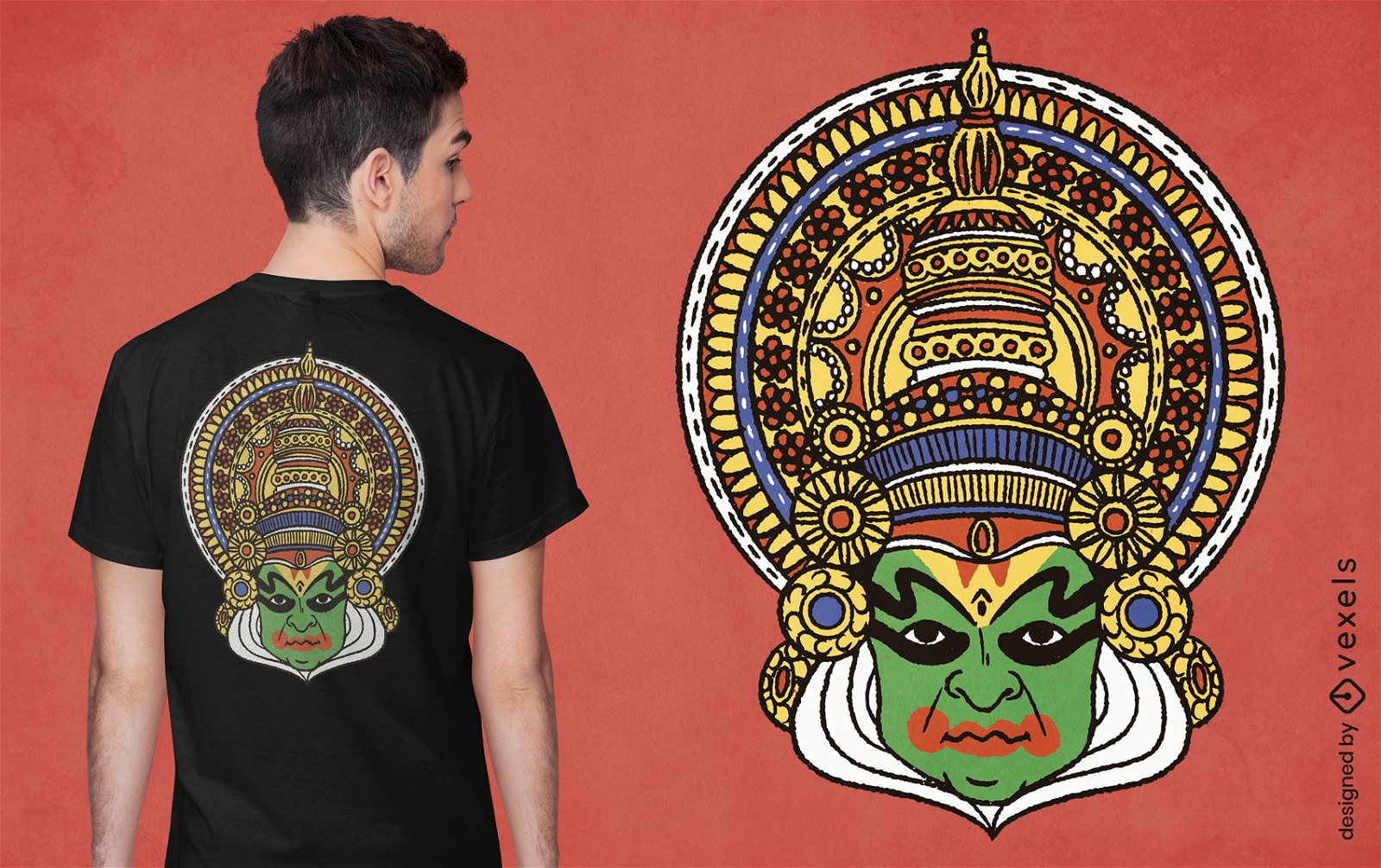 Diseño de camiseta de decoración de arte y cultura de Kerala.