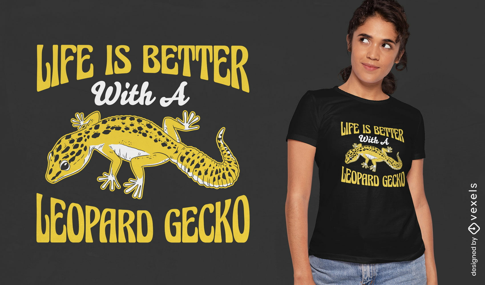 Design de camiseta com citação de lagartixa leopardo