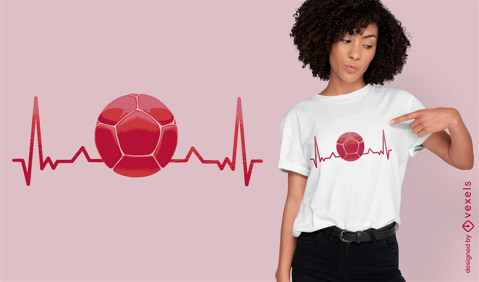 Design de camiseta de batimento cardíaco de bola de bocha
