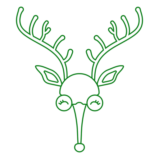 Christmas reindeer glasses character stroke PNG Design