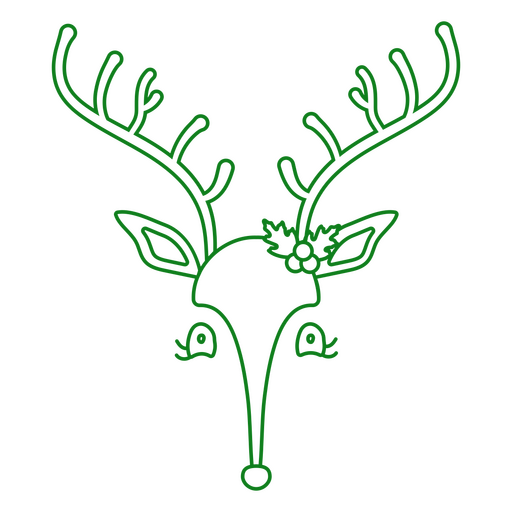 Christmas mistletoe reindeer stroke character PNG Design